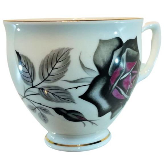 Royal Sandford Purple Roses Bone China 22k Gold‎ Trim Tea Cup/Saucer Set England - Picture 1 of 9